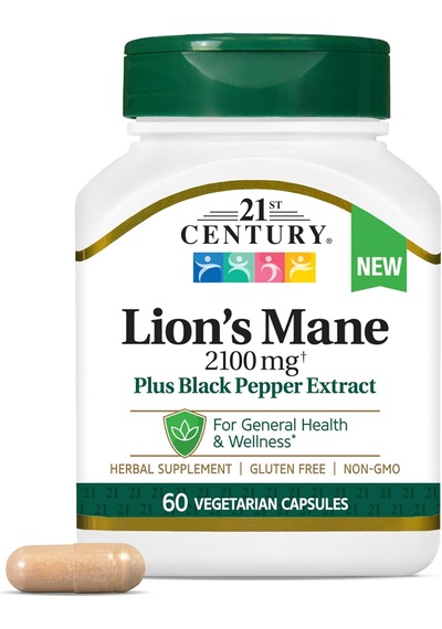 21st Century Lion's Mane Mushrooms Brain & Cognitive 2,100 Mg 60 Vegetarian Caps