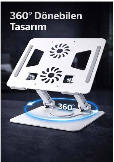 Ayarlanabilir Alüminyum Laptop Tablet Standı 360 Dönebilen Kaymaz Yüzey Ergonomik Yükseltici Stand