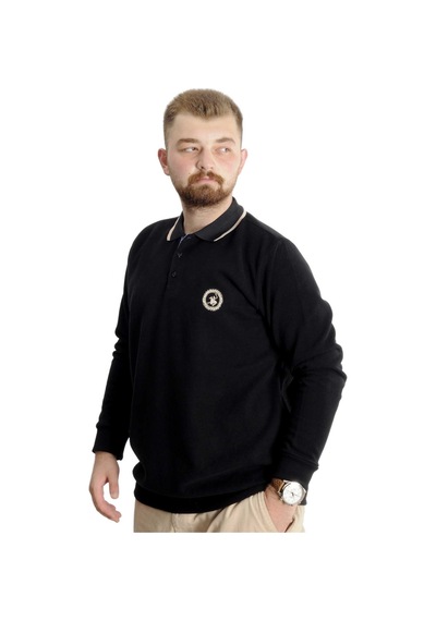 Mode Xl Büyük Beden Erkek Sweat Polo Selanik Horse 23440 Siyah Siyah