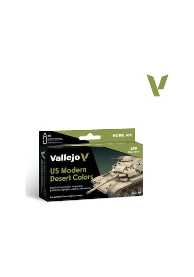 Vallejo 71209, 6x18 Ml. Us Modern Desert Colors Model Air Boya Seti Standart