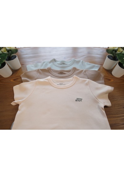 Atlasyael Atlas&yael %100 Organik Gots Belge İpek Apreli Pamuk Kısa Kollu Bebek T-shirt - Toprak