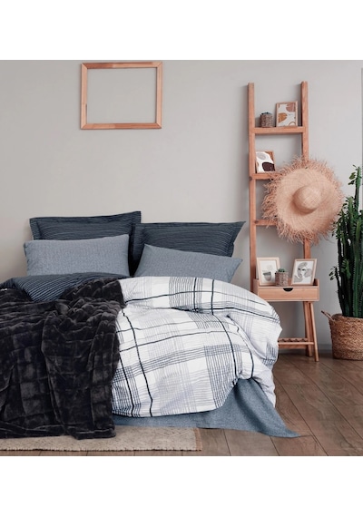 Cotton Box Trim Kürk Battaniyeli Çift Kiş.nev.takımı-smooth Siyah
