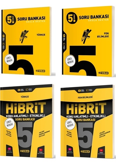 Hız 2025 5. Sınıf Türkçe + Fen Bilimleri Soru + Hibrit - Konu Seti 4 Kitap