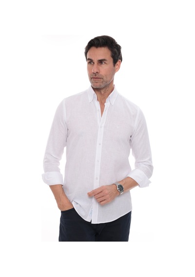 Slim Fit Uzun Kol Yaka Düğmeli Nefes Alan Keten Hediye Kutulu Erkek Gömlek Fs-004548 - Beyaz-3244 Slim Fit Uzun Kol Yaka Düğmeli Nefes Alan Keten Hediye Kutulu Erkek Gömlek Fs-004548 - Beyaz-3244