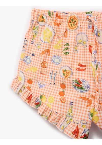 Koton Pamuklu Rahat Kesim Fiyonk Detaylı Kiraz Baskılı Şort Pijama Altı Turuncu Desenli 6slk80067mw Koton Pamuklu Rahat Kesim Fiyonk Detaylı Kiraz Baskılı Şort Pijama Altı Turuncu Desenli 6slk80067mw