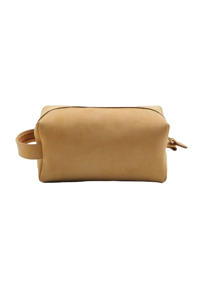 Hakiki Deri El Yapımı Erkek Bakım Çantası - Vintage Dopp Kit - Büyük Boy Sarı