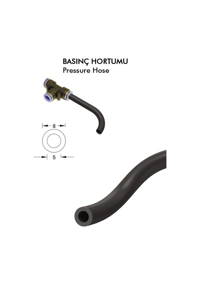 Contacall Basınç Hortumu Çok Amaçlı Hortum 8mm Çap Siyah Renk 10 Metre