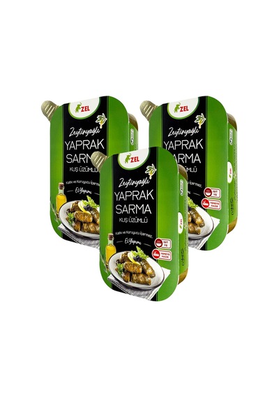 Zel Zeytinyağlı Yaprak Sarma Kuş Üzümlü 200 Gr X 3 Adet