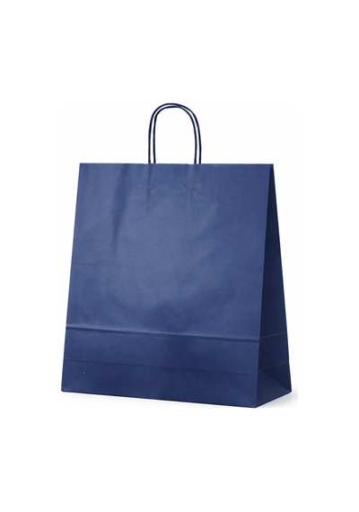 Elit Burgu Saplı Kraft Çanta Mavi Fsc Sertifikalı Kağıt Poşet Butik Hediye Torbası 45x15x50 Cm 25li