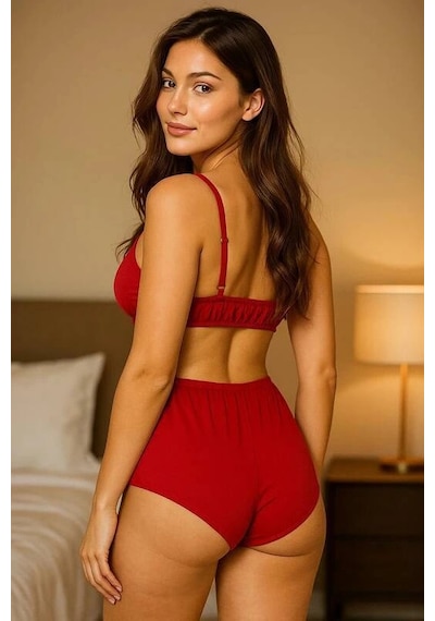 Yüksek Bel Şortlu Bralet Takım V1700 Siyah