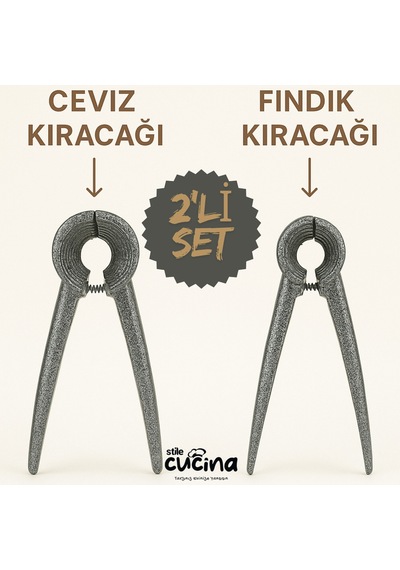 Ceviz Ve Fındık Kıracağı Seti Paslanmaz Çelik, Ergonomik, Profesyonel Kullanıma Uygundur Gri