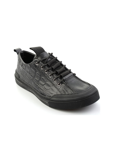 Siyah Hakiki Deri Erkek Sneaker E01900251044 Siyah