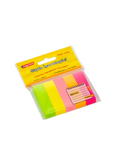 Bigpoint Yapışkanlı Not Kağıdı 5 Neon Renk 15x50mm X 12 Adet