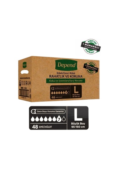 Depend Emici Külot Büyük Boy Erkek 8 Li X 6 Adet PKT.DEPEND.014 L