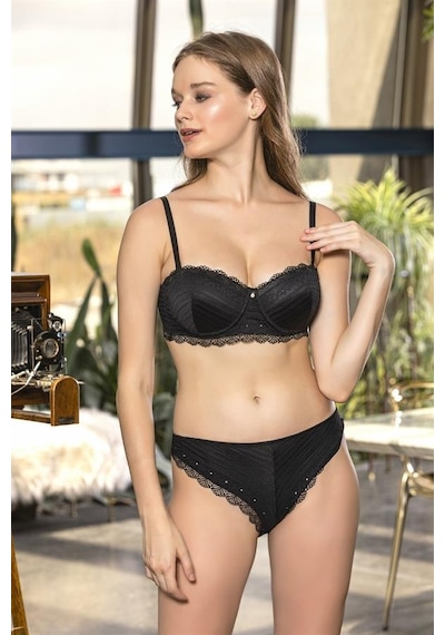 Mode Cool Straplez Sütyen, Slip Külot Takım Siyah Brf31291 Siyah