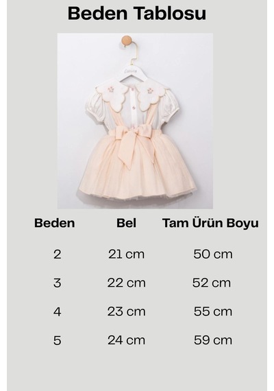 Cantoy Kız Bebek Bej Askılı Tütü Etek Ve Çiçek Nakışlı Bluz Takımı