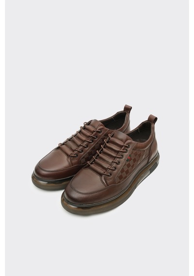 Derinet Hakiki Deri Erkek Sneaker Kahve Kahve