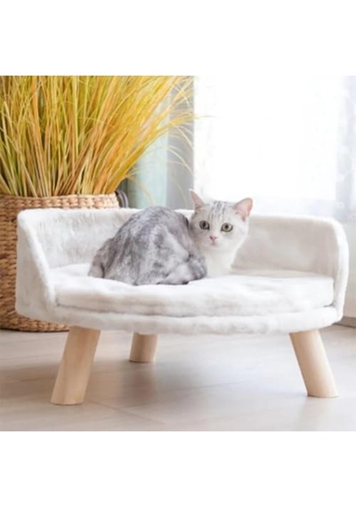 Reyo Pet Puffy Kedi Köpek Koltuğu Peluş 35x30 Cm Açık Bej