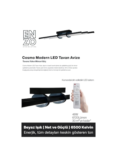Cosmo Füme Led Tavan Avize Kumandalı Dim Edilebilir Aşağı Işık Beyaz Işık