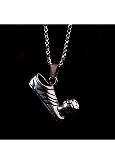 Futbolcu Gol Kralı Design Erkek Çelik Kolye Takı K24 T5 Gümüş