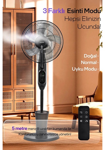 Uzaktan Kumandalı Buzlu Vantilatör Buharlı 3l Nemlendirici Fan Za