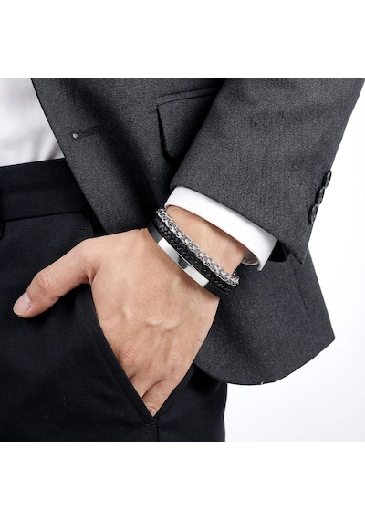 Moncuk Design İsim Yazılabilir Çoklu Çelik Zincir Bileklik Beyaz 33514b28d4 Siyah