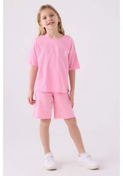 U.S. Polo Assn. U.s. Polo Assn Kız Çocuk Pembe Bermuda Takım Us1848-c-v21 Pembe