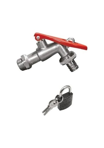 Kilitli Küresel Bahçe Musluğu 1/2 + 1 Adet 25 Mm Gri Asma Kilit