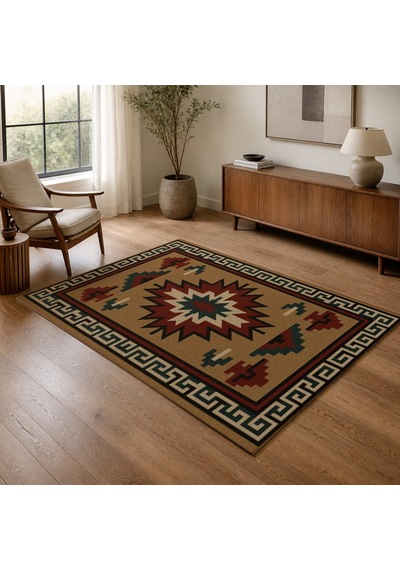 Kartela Halı Western Halı Jüt Taban Dokuma Halı - 80 X 120 Cm Çok Renkli