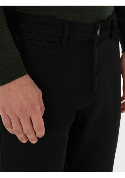Cacharel Siyah Slim Fit Pamuk Karışımlı Kanvas Pantolon