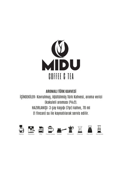 Midu Coffee & Tea Türk Kahvesi Kakuleli 250 G