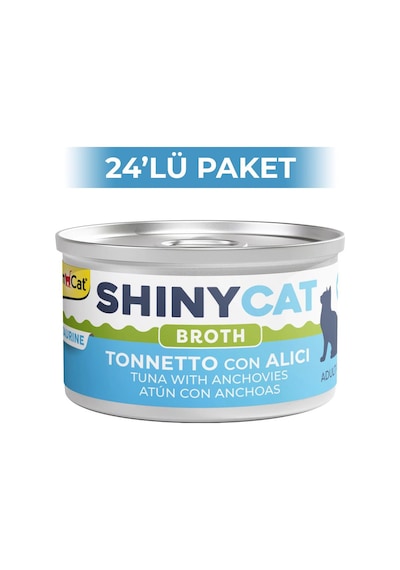 Gimcat Shinycat Broth Sos İçinde Ançuezli ve Ton Balıklı Kedi Konservesi 24 x 70 G