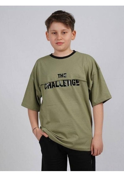 Ekkokids Çocuk Challenge Yazılı Pamuklu T-shirt-16022 Haki