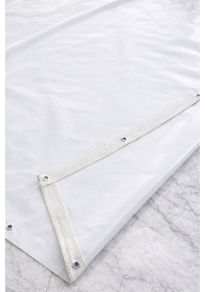 Beyaz Balkon Brandası - 650 Gr Pvc Polyester - Kuşgözlü Ve Kolon Takviyeli Balkon Demiri Brandası Beyaz