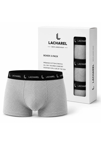 Suma Erkek Likralı Pamuklu Nefes Alan Penye Boxer 3lü Paket - Gri