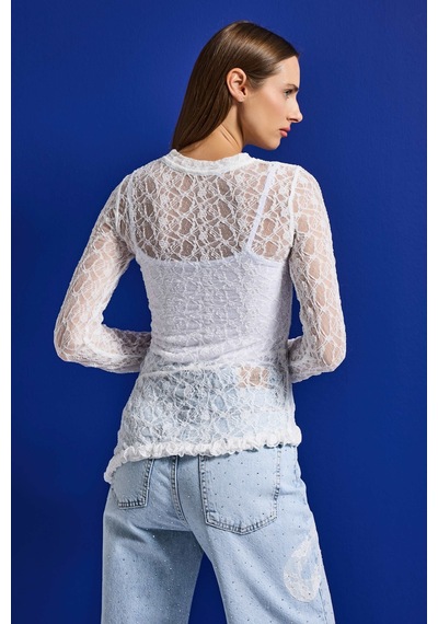 Itsbasic Kadın Beyaz W5 Asimetrik Kesim Özel Örgü Dantel Tasarım Transparan Yazlık Triko Itsbasic Kadın Beyaz W5 Asimetrik Kesim Özel Örgü Dantel Tasarım Transparan Yazlık Triko