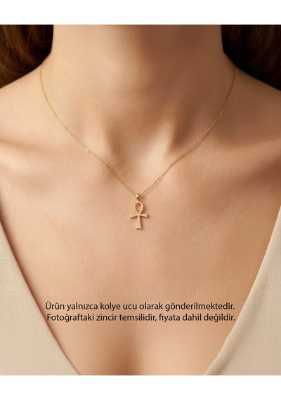 Ankh Antik Mısır Sembolü 14 Ayar Altın Kolye Ucu