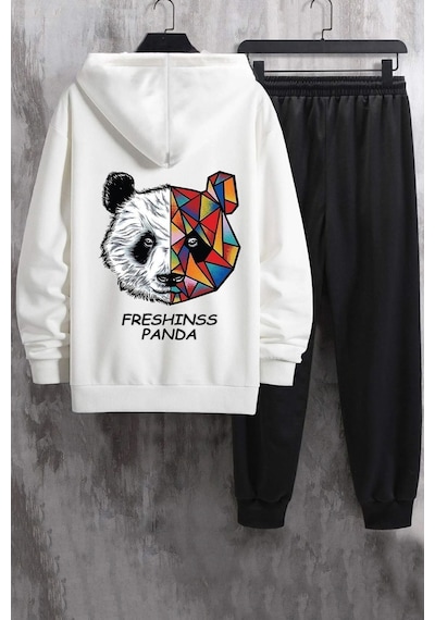 Uyguntarz Unisex Panda Eşofman Takımı Beyaz