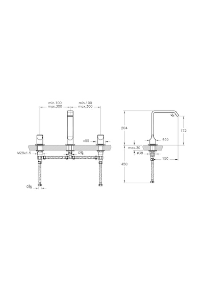 VitrA Suit A42784 Üç Delikli Lavabo Bataryası Krom