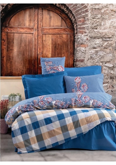 Cotton Box Alaçatı Çift Kişilik Nevresim Takımı Galano Lacivert