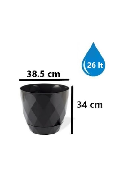 Omnipazar Krs-457 Yakamoz Tabaklı Plastik Saksı Takımı 26 Litre No 7 Antrasit 116