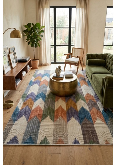 Raschel Carpet Bohem Yıkanabilir Leke Tutmaz Modern Multi Renkli Özel Seri Kaymaz Taban Halı Kilim Yolluk Rcmultı Klm 001 Çok Renkli