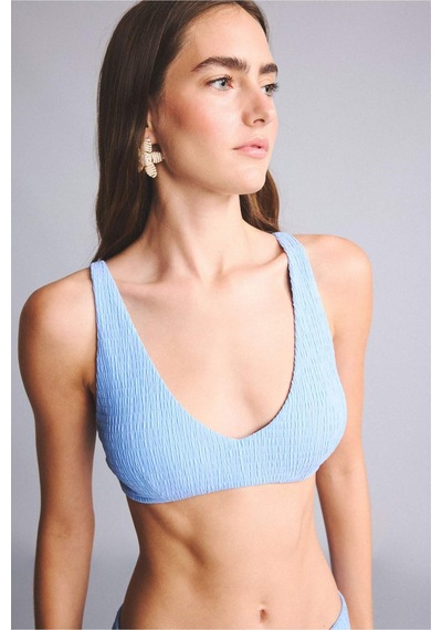 Defacto Regular Fıt Kırışık Dokulu Kumaş Mavi Bikini Üstü G3996ax26smbe552 Mavi-be552