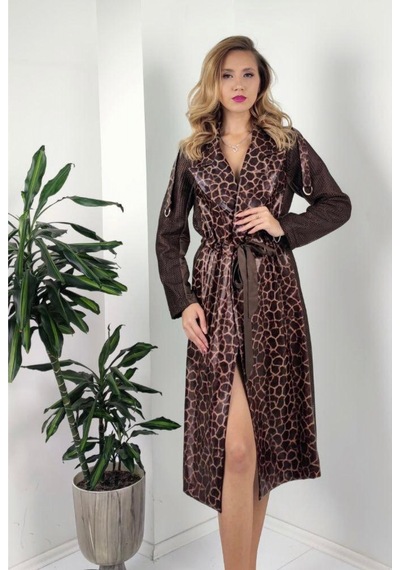 Mr File Ve Leopar Detaylı Ceket Kahverengi