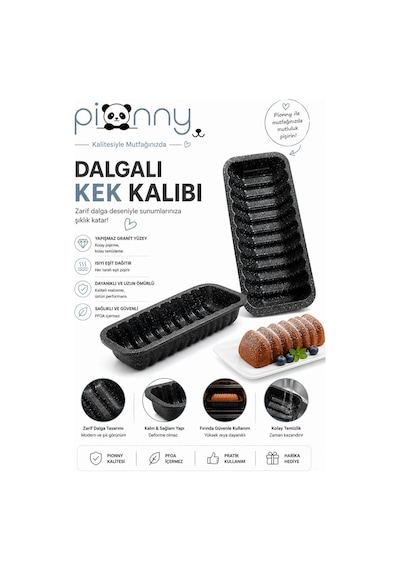 Pionny Baton Dilimli Döküm Kek Kalıbı Siyah