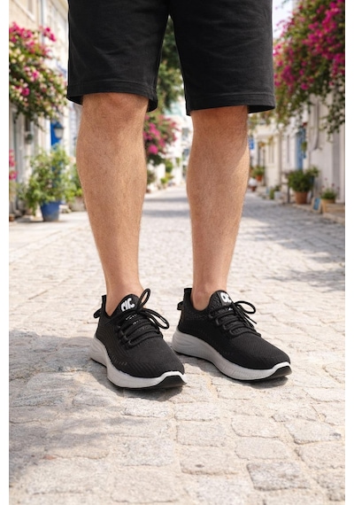 Modaonn Erkek Siyah Sneaker Spor Ayakkabı Bağcıklı Ve Lastikli Günlük Rahat Model Siyah-siyah