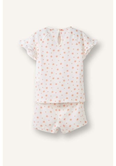 Defacto Desenli 2li Dokuma Ecru Pijama Kız Bebek H5505a526smer233 Ekru-er233