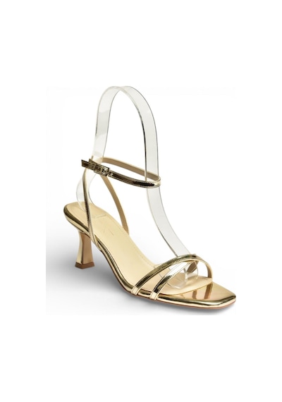 Fox Shoes Y569522034 Altın Ayna Alçak Topuklu Kadın Abiye Ayakkabı Altın