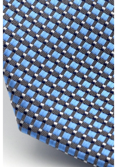 Gaffy Beyaz Küçük Kare Desenli Mavi Dokuma Kumaş Mendilli Slim Fit Kravat // Sdk-2511-5 Mavi