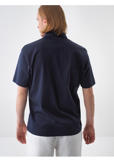 Xint Lacivert Pamuk Dokulu Regular Fit Tişört 502275